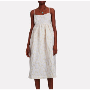 Samsoe Samsoe Warm White Grant Jacquard-Woven Sleeveless Midi Dress, size M